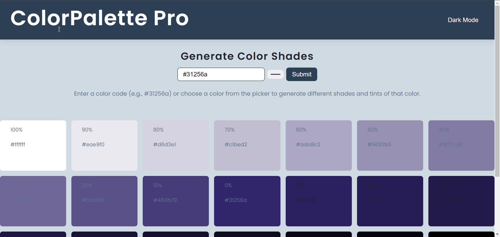 ColorPalette Pro palette generator preview